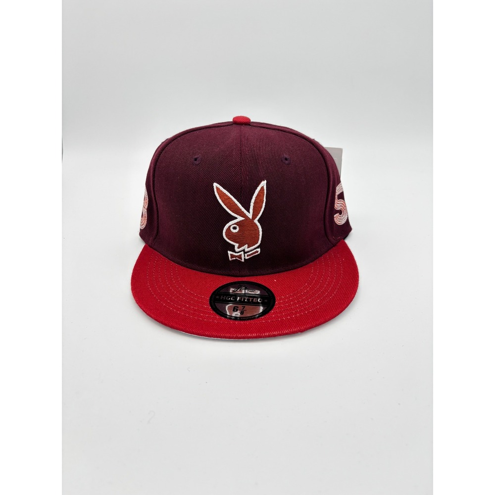 Playboy HGC Fitted Hat Maroon Red Size 6 7/8 PLBY142-FHAT-62